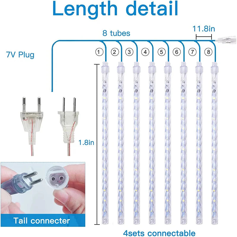 LED Meteor Shower Lights Falling Rain Drop