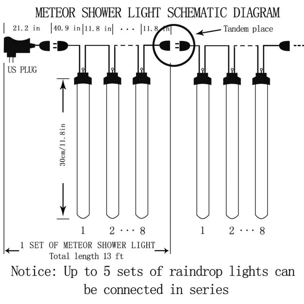 LED Meteor Shower Lights Falling Rain Drop